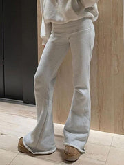 Low Waist Plain Slim-Fit Boot-Cut Sweatpants - HouseofHalley