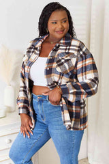 Double Take – Karierte Hemdjacke mit Knopfleiste vorne und Brusttaschen