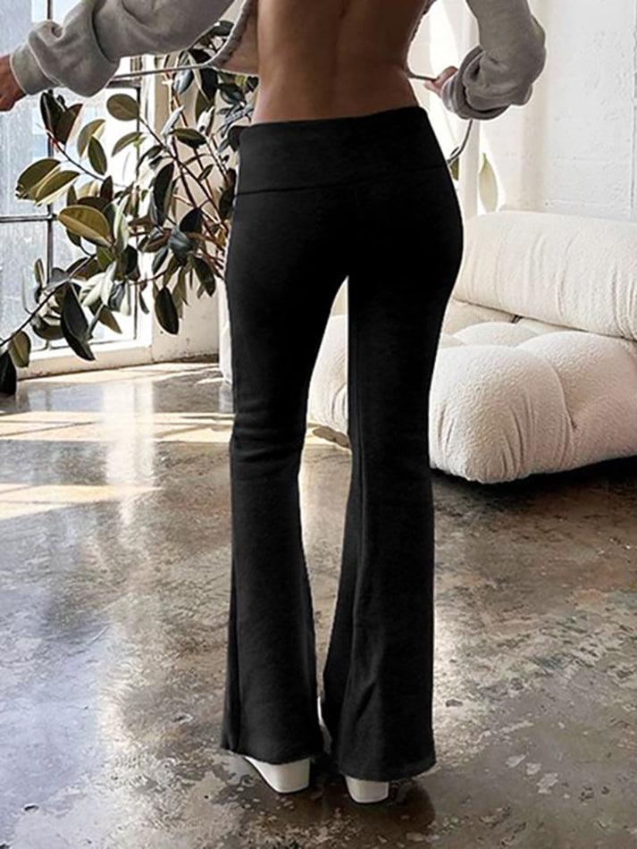 Low Waist Plain Slim-Fit Boot-Cut Sweatpants - HouseofHalley