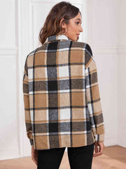Karierte Button-Down-Jacke mit Kragen