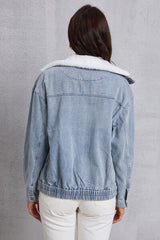 Jeansjacke mit Druckknopfkragen
