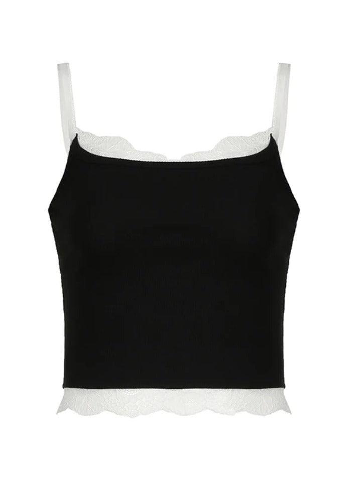 Contrast Lace Trim Cami Top