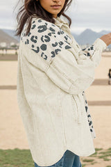 Jacke mit Leopardenmuster und überschnittenen Schultern