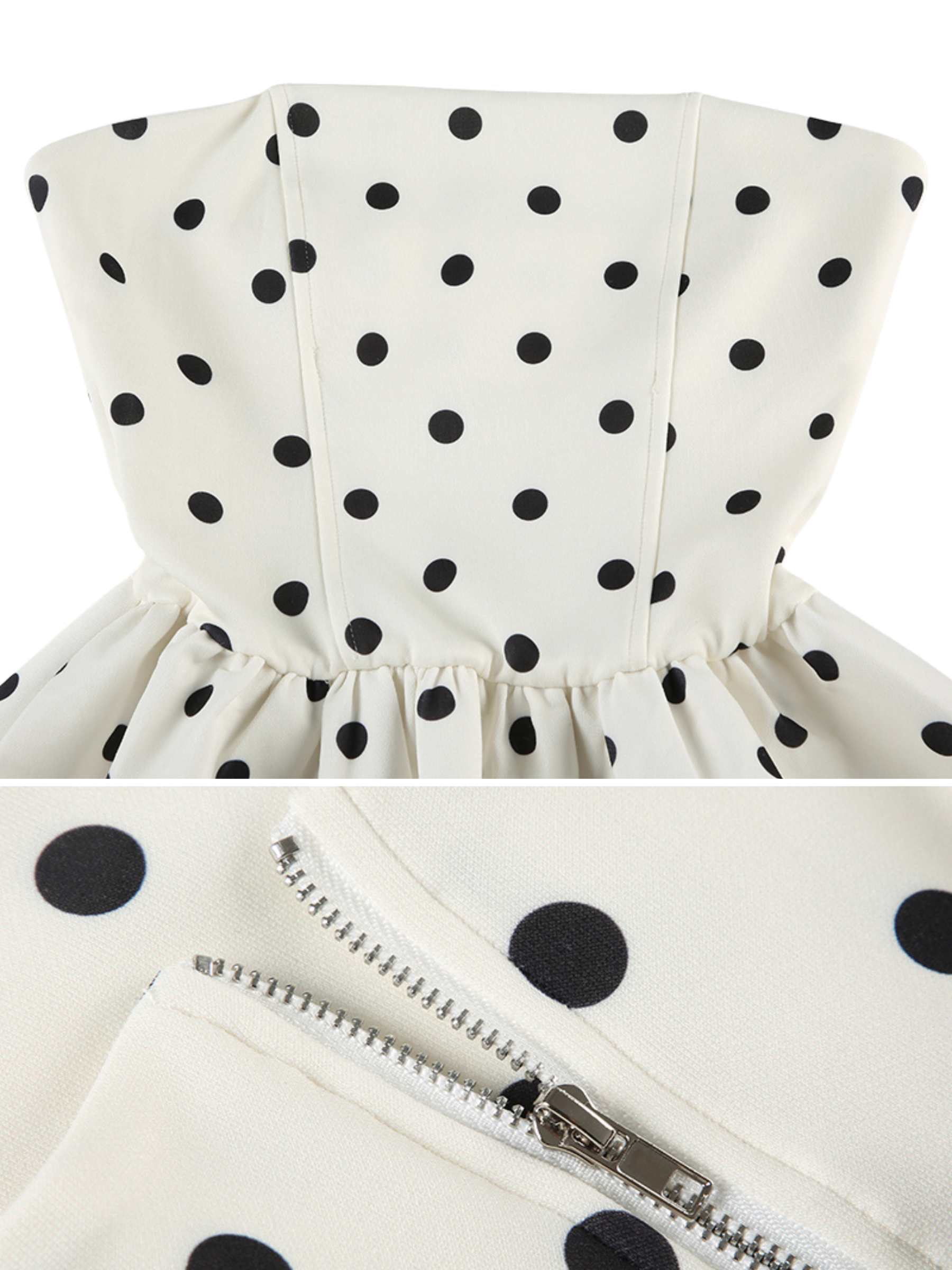 Elodie Polka Dot Strapless Mini Dress