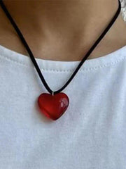 Stone Heart Charm Necklace