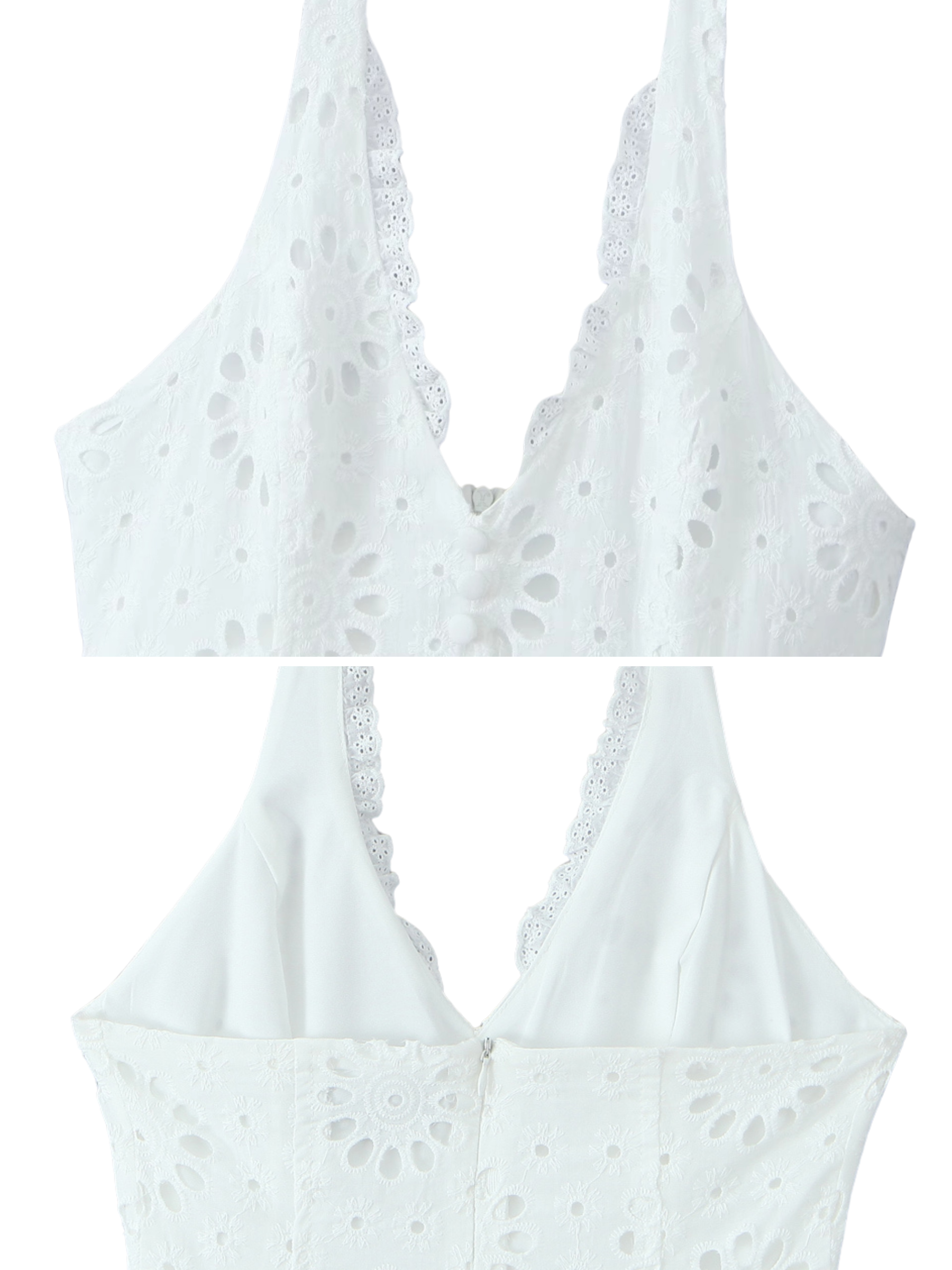 Darina White Embroidered Halter Dress