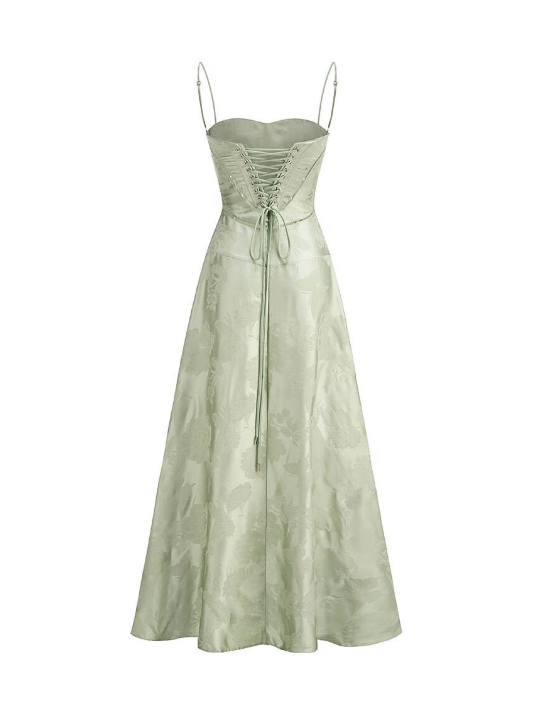 Aurora Floral Lace Maxi Dress in Green