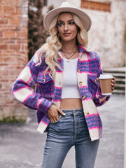Karierte Jacke mit überschnittenen Schultern und Kragen
