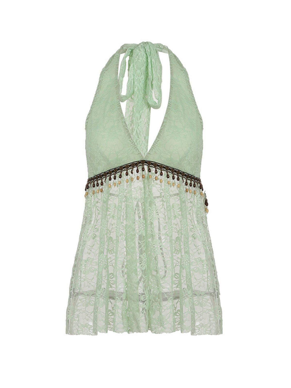 Peri Beaded Lace Halter Top