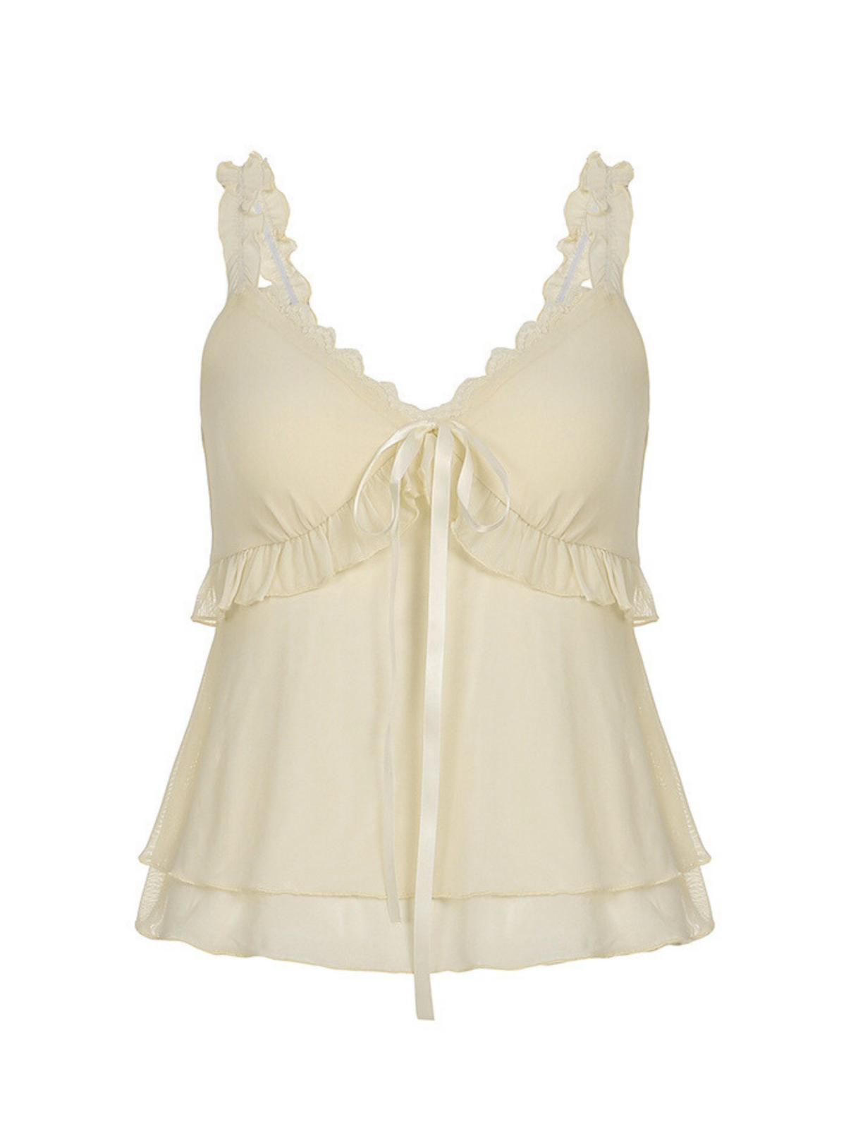 Natalie Ruffle Bow Mesh Top