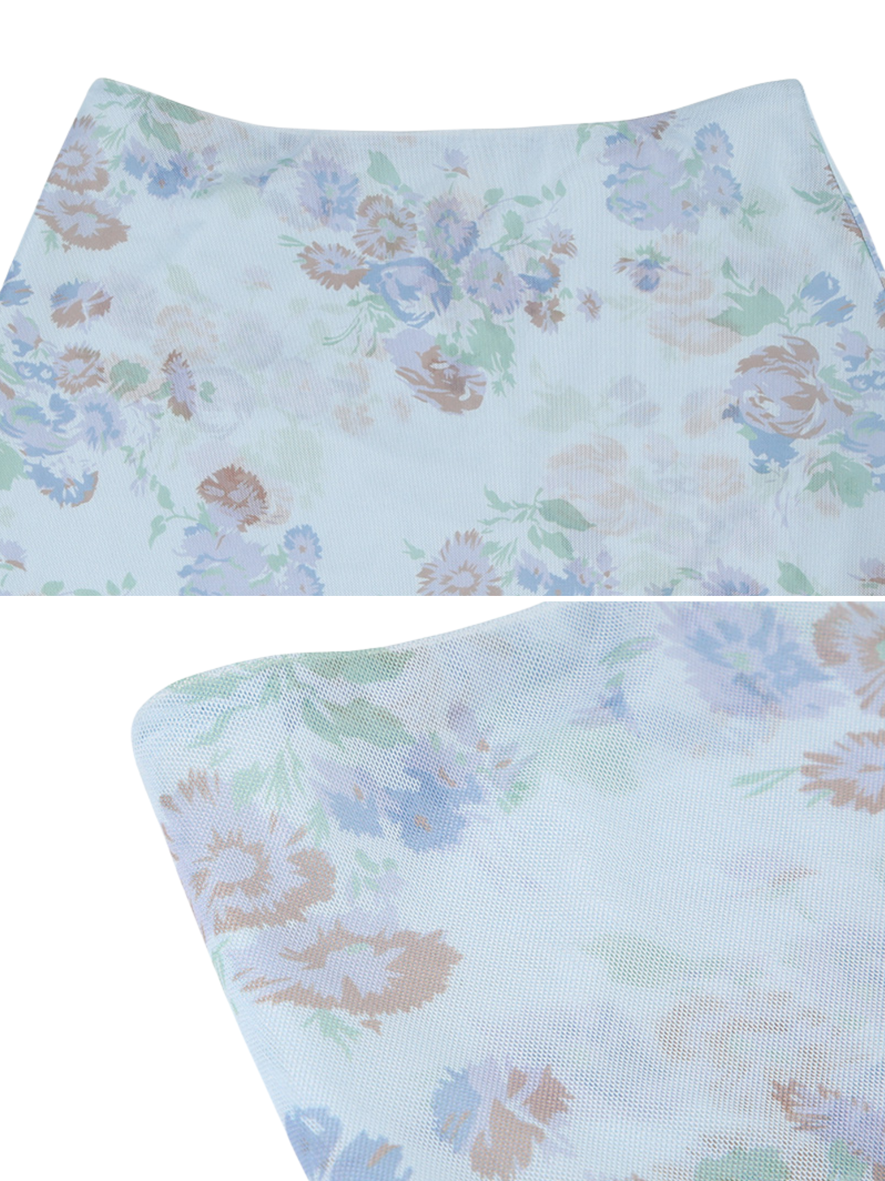 Liana Floral Asymmetric Mesh Skirt