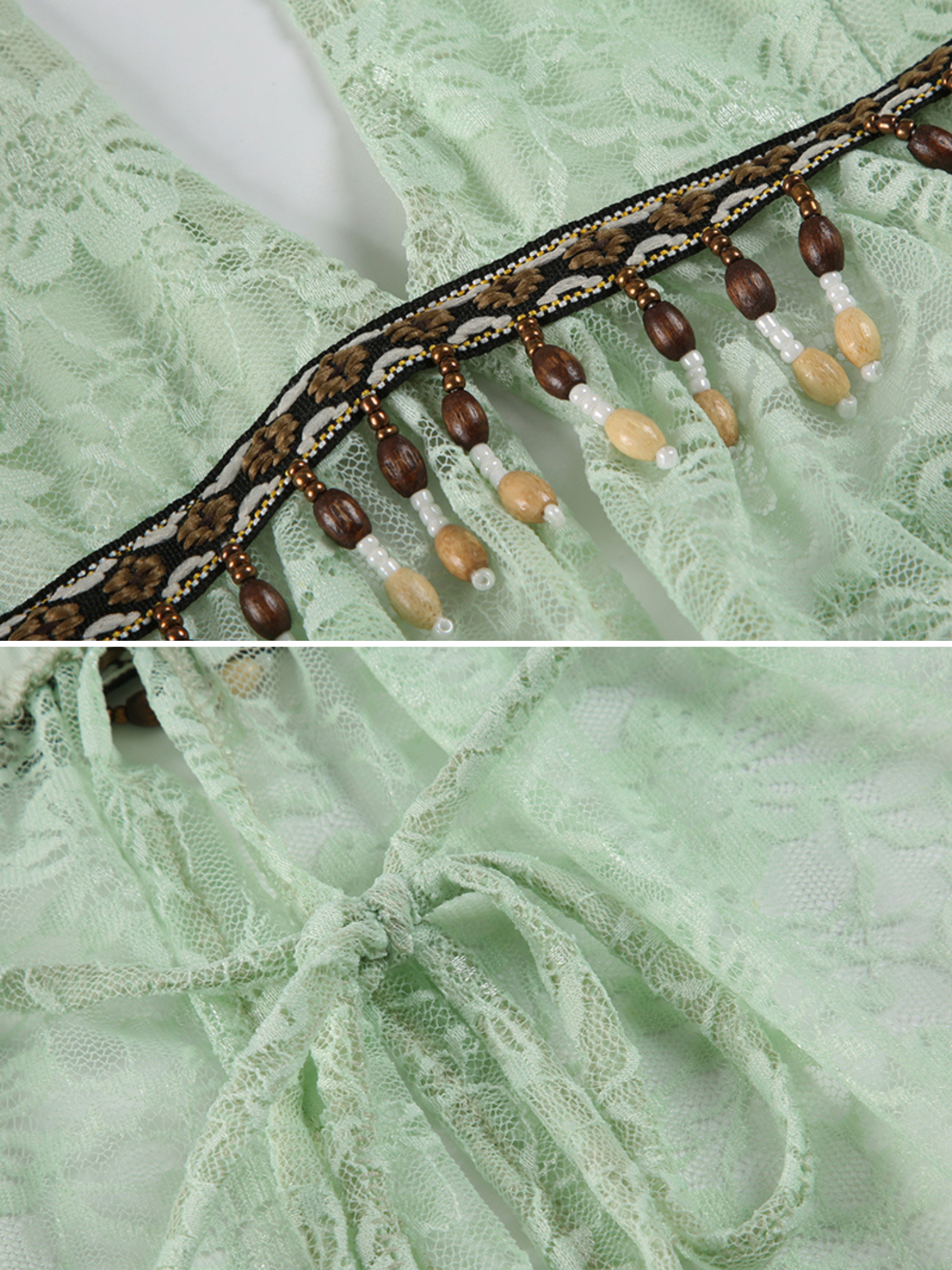 Peri Beaded Lace Halter Top