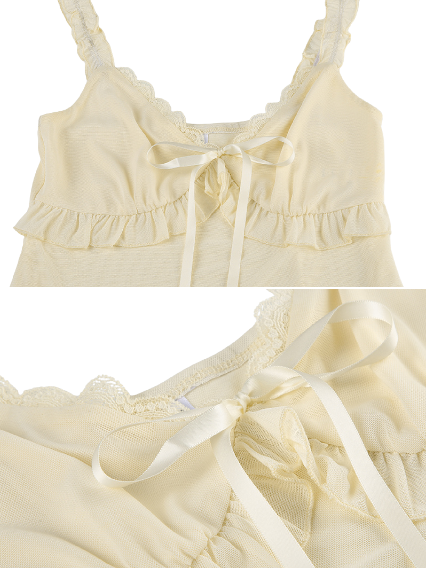 Natalie Ruffle Bow Mesh Top
