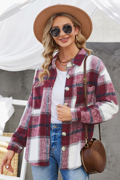 Karierte Jacke mit Knöpfen und überschnittenen Schultern