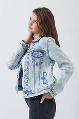 Chaqueta vaquera lavada con botones RISEN