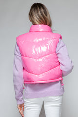 Chaleco acolchado brillante de cuello alto con cremallera Snobbish