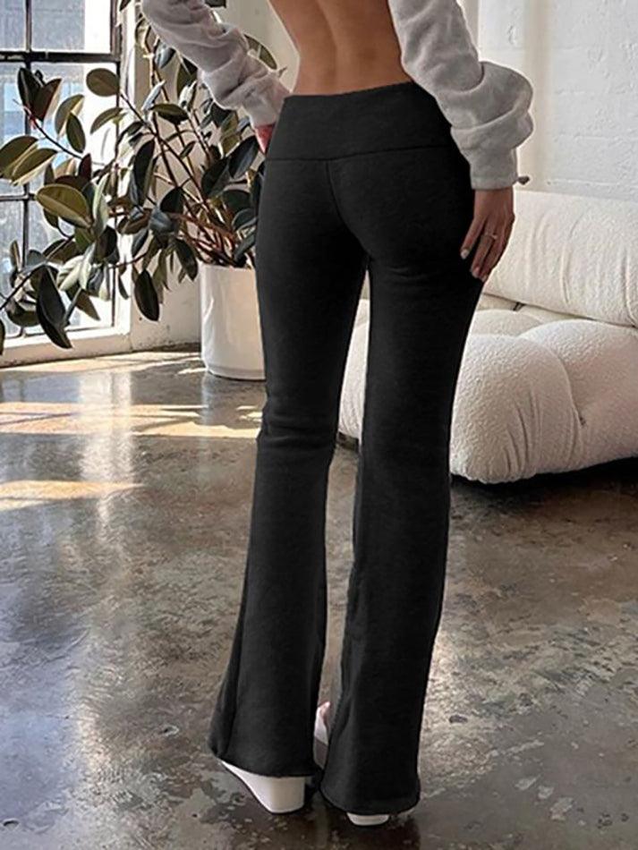 Low Waist Plain Slim-Fit Boot-Cut Sweatpants - HouseofHalley