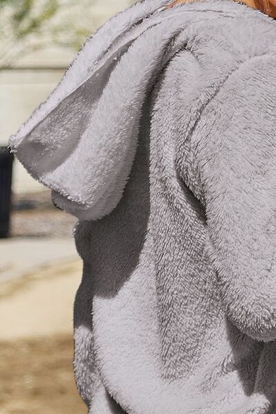 Teddy-Kapuzenjacke in voller Größe mit Taschen