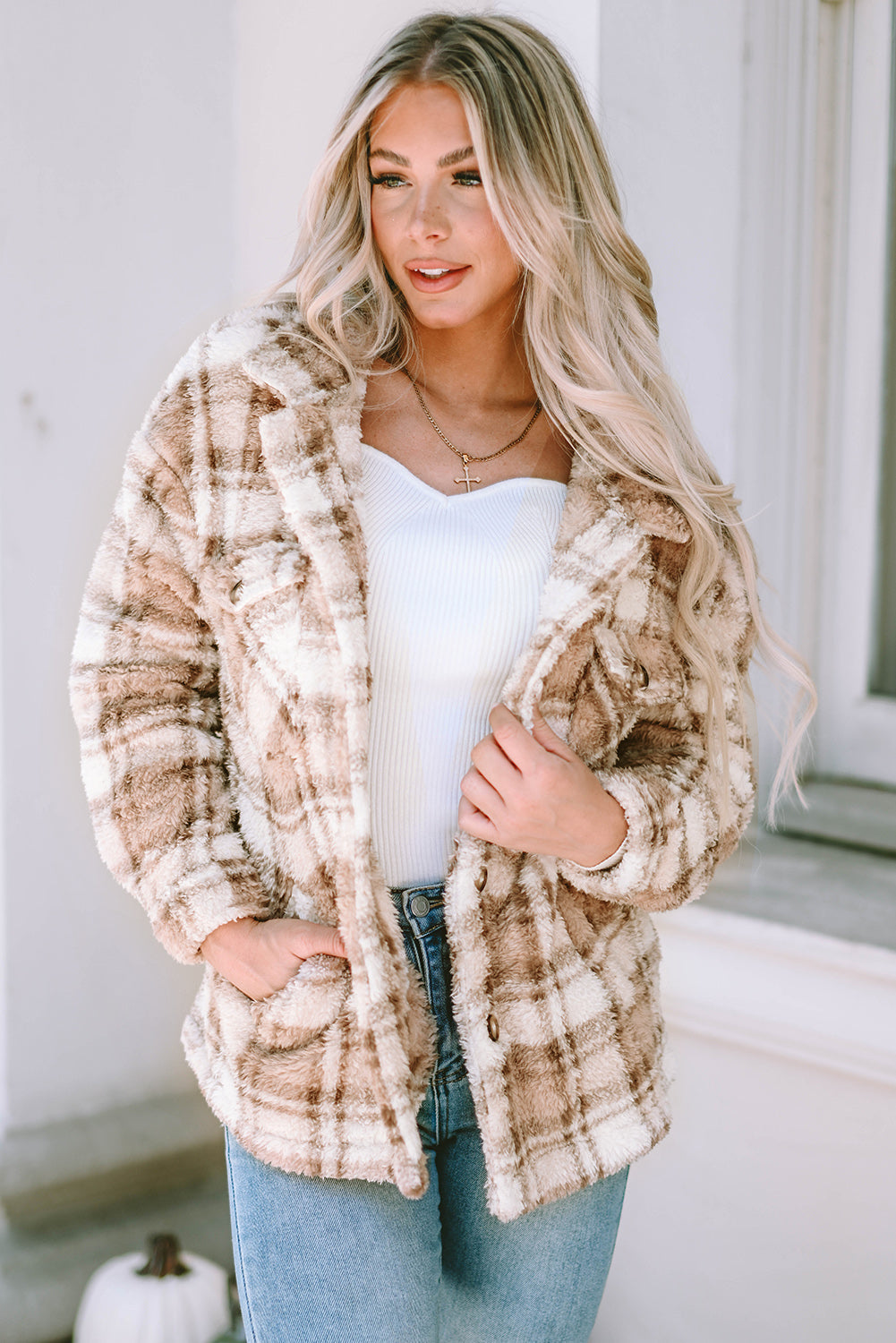 Karierte Jacke mit Kragen