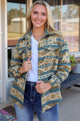 Chaqueta con cuello abotonado geométrico