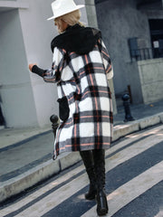 Karierte Button-Down-Kapuzenjacke