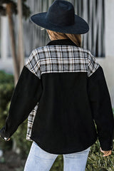 Karierte Jeansjacke mit Taschen und Knopfleiste