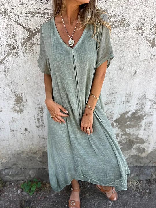 V-neck midi dress