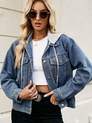 Jeansjacke mit Kapuze und Knopfleiste