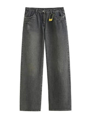 Low Rise Washed Wide Leg Jeans