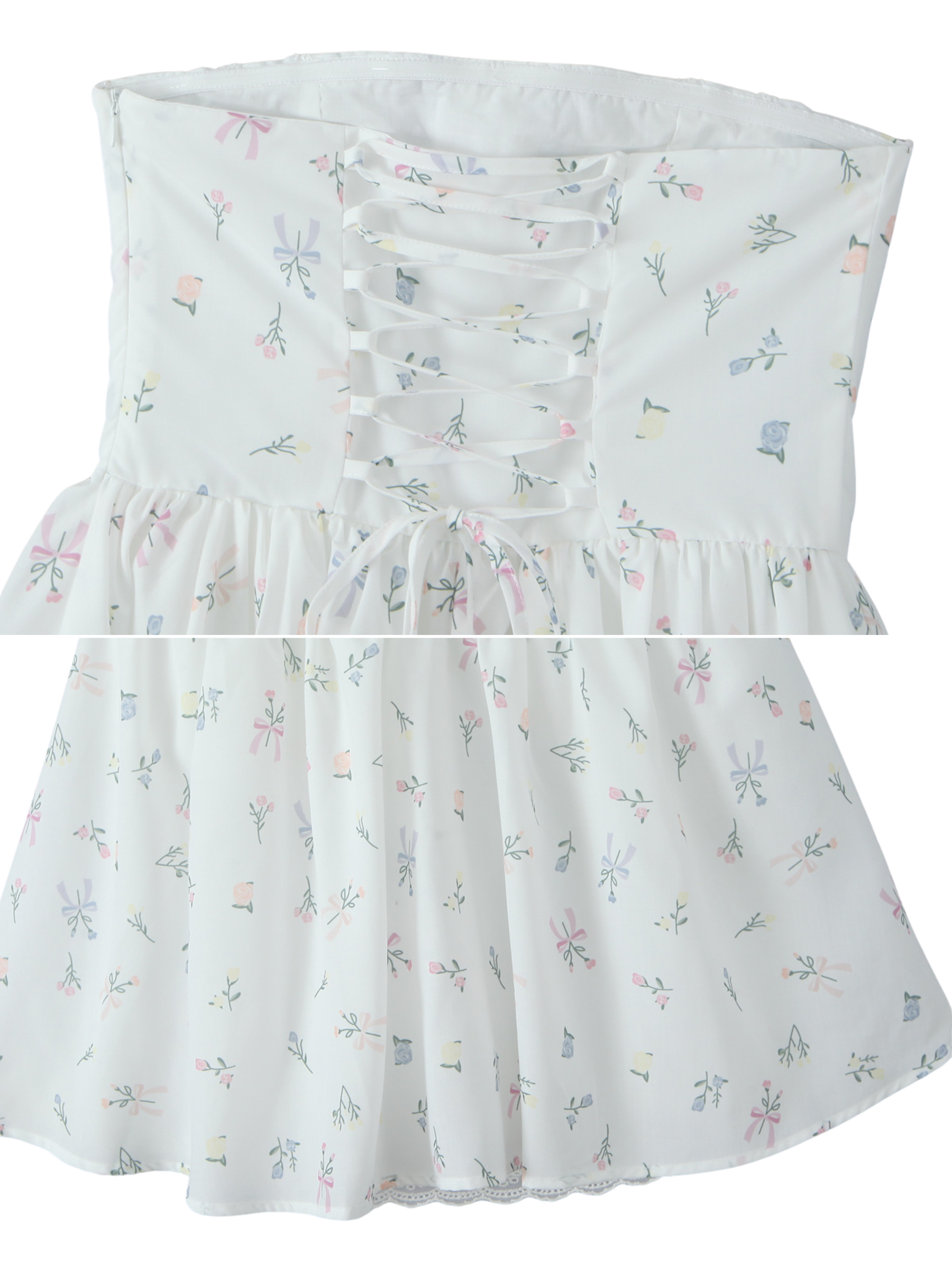 Pearl Strapless Floral Corset Mini Dress