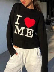 Love Me Black Pullover Sweater - HouseofHalley