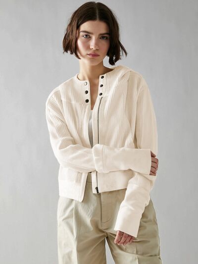 Waffelstrickjacke mit überschnittenen Schultern und Kapuze