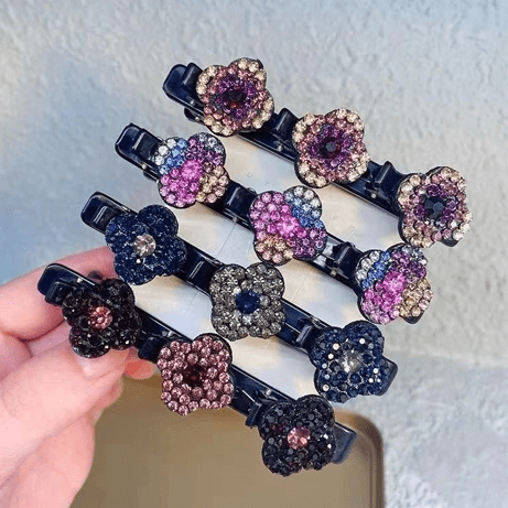 Pinzas para el cabello trenzadas con piedras de cristal brillantes 