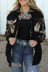 Geometrische Jacke mit Knopfleiste und Schlitz und Taschen