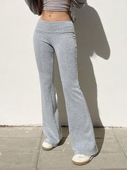 Low Waist Plain Slim-Fit Boot-Cut Sweatpants - HouseofHalley