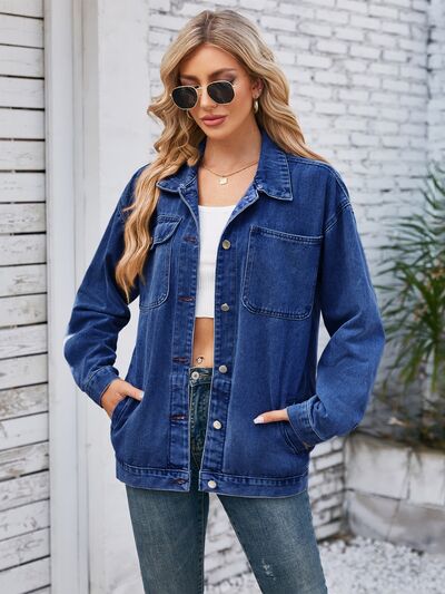 Jeansjacke mit abnehmbarer Kapuze und Knopfleiste