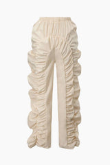 Solid Ruched Straight Leg Pants - HouseofHalley