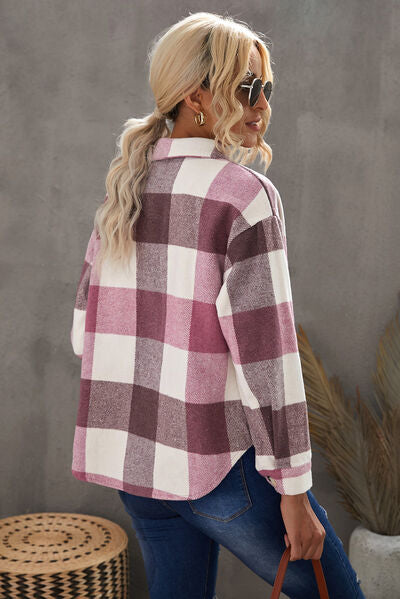 Karierte Jacke mit Knöpfen und überschnittenen Schultern