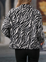 Animal Print Zip Up Long Sleeve Jacket