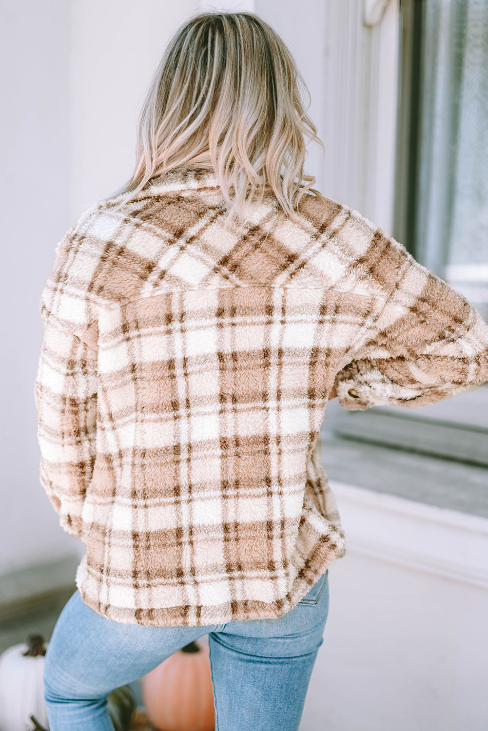 Karierte Jacke mit Kragen