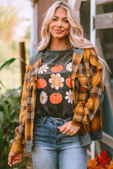 Karierte Jacke mit Kapuze und Knopfleiste vorne