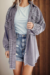 Jacke mit Hahnentrittmuster und überschnittenen Schultern