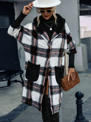 Karierte Button-Down-Kapuzenjacke