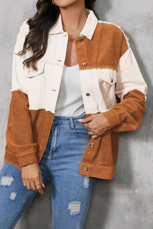 Jacke mit Farbblockdesign und Knopfleiste