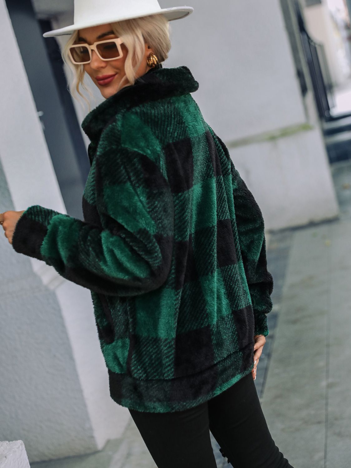 Karierte Jacke mit Reißverschlusskragen