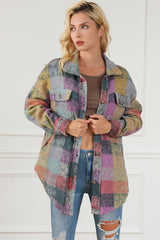 Karierte Jacke mit Kragen und Knopfleiste vorne