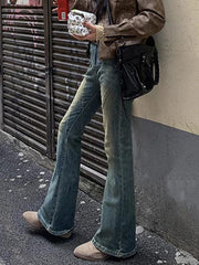 Vintage Distressed Splice Flare Jeans