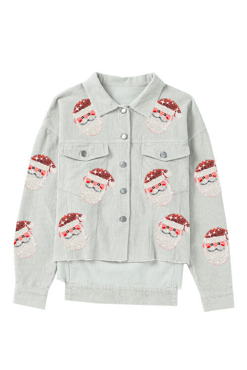 Jacke mit Pailletten und Knopfleiste vorne und Weihnachtsmann-Print