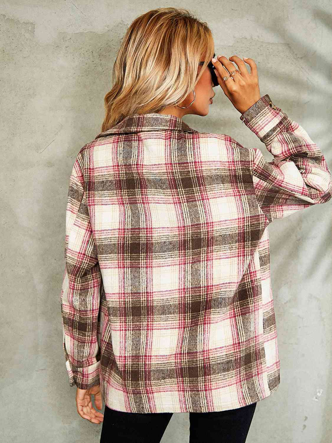 Karierte Jacke mit Button-Down-Kragen
