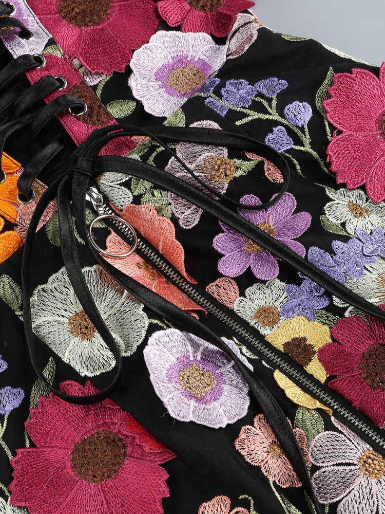 Belen Floral Mini Dress in Black